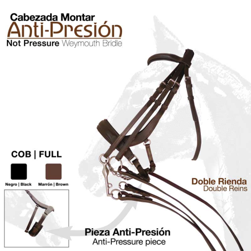 Cabezada inglesa Doble Rienda Antipresion