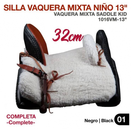 SILLA VAQUERA MIXTA NIÑO 13" (32cm) COMPLETA