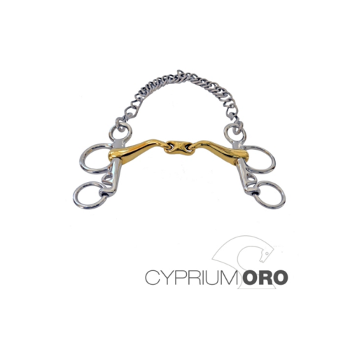 BOCADO SEFTON CYPRIUM ORO PELHAM EMBOCADURA 45º PARTIDA DOBLE PIERNA CORTA