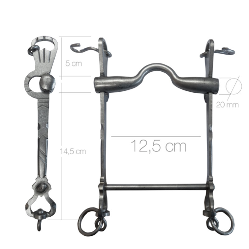 Bocado Vaquero Barra Recta 2D Inox Mate 12.5Cm