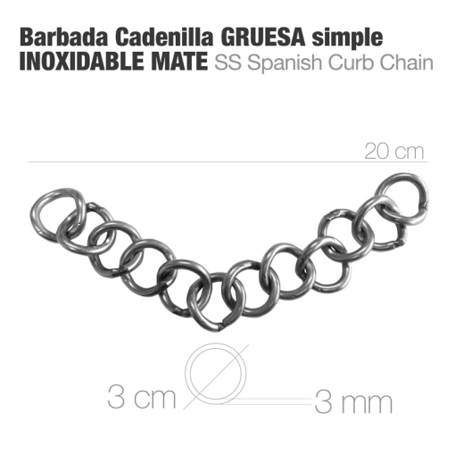 Barbada Cadenilla Gruesa Simple Inox Mate