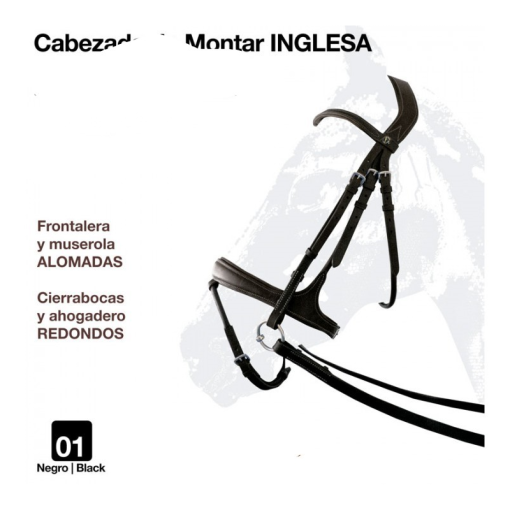 CABEZADA MONTAR INGLESA RIENDA CUERO