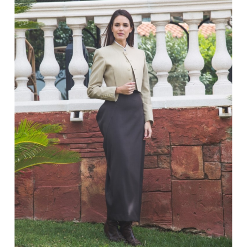TRAJE AMAZONA HABANA COMBINADO ELÁSTICO