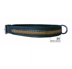 PERRO COLLAR CUERO TRENZADO 60cm X 25mm NEGRO