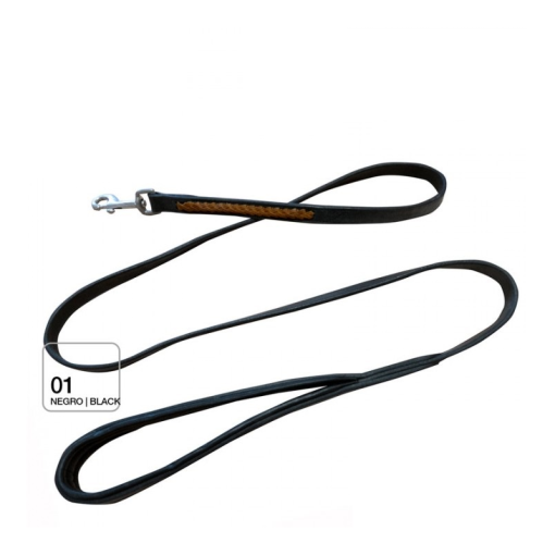PERRO CORREA CUERO TRENZADO 150cm X 16mm NEGRO