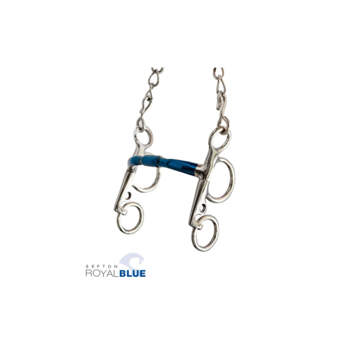 BOCADO SEFTON ROYAL BLUE PELHAM EMBOCADURA RECTA GIRATORIA CON ARCO
