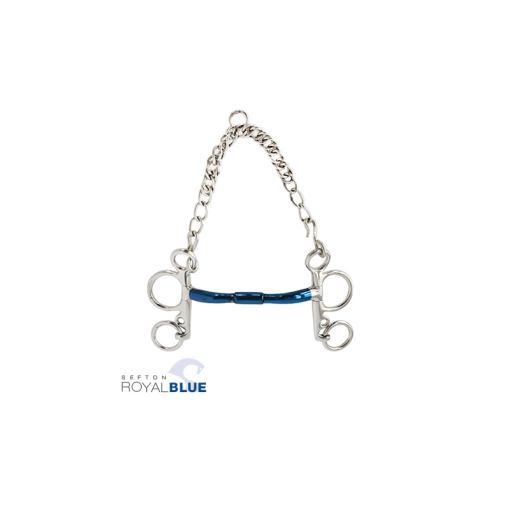 BOCADO SEFTON ROYAL BLUE PELHAM EMBOCADURA RECTA GIRATORIA CON ARCO