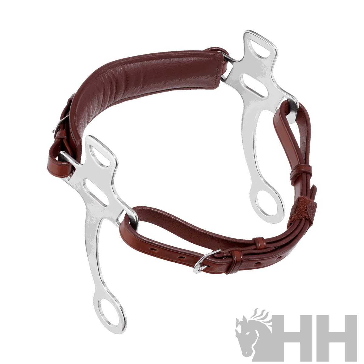 BOCADO SPRENGER BASIC HACKAMORE CORTO ACERO INOXIDABLE HS MUSEROLA/CADENILLA CUERO - Imagen 4