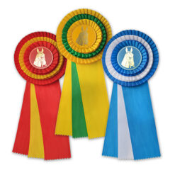 ESCARAPELA 3 COLORES CON CENTRO CARTÓN Y TIRAS DE 65 mm. ANCHO