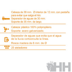 AISLADOR ELECTRICO LLAMPEC Nº4 CON ROSCA PARA MADERA E HILO (CAJA 25 UNIDADES)