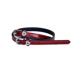 CORREAS INGLESAS CHAROL BURGUNDY GLITTER CORAZÓN CRISTALES (1 PAR)
