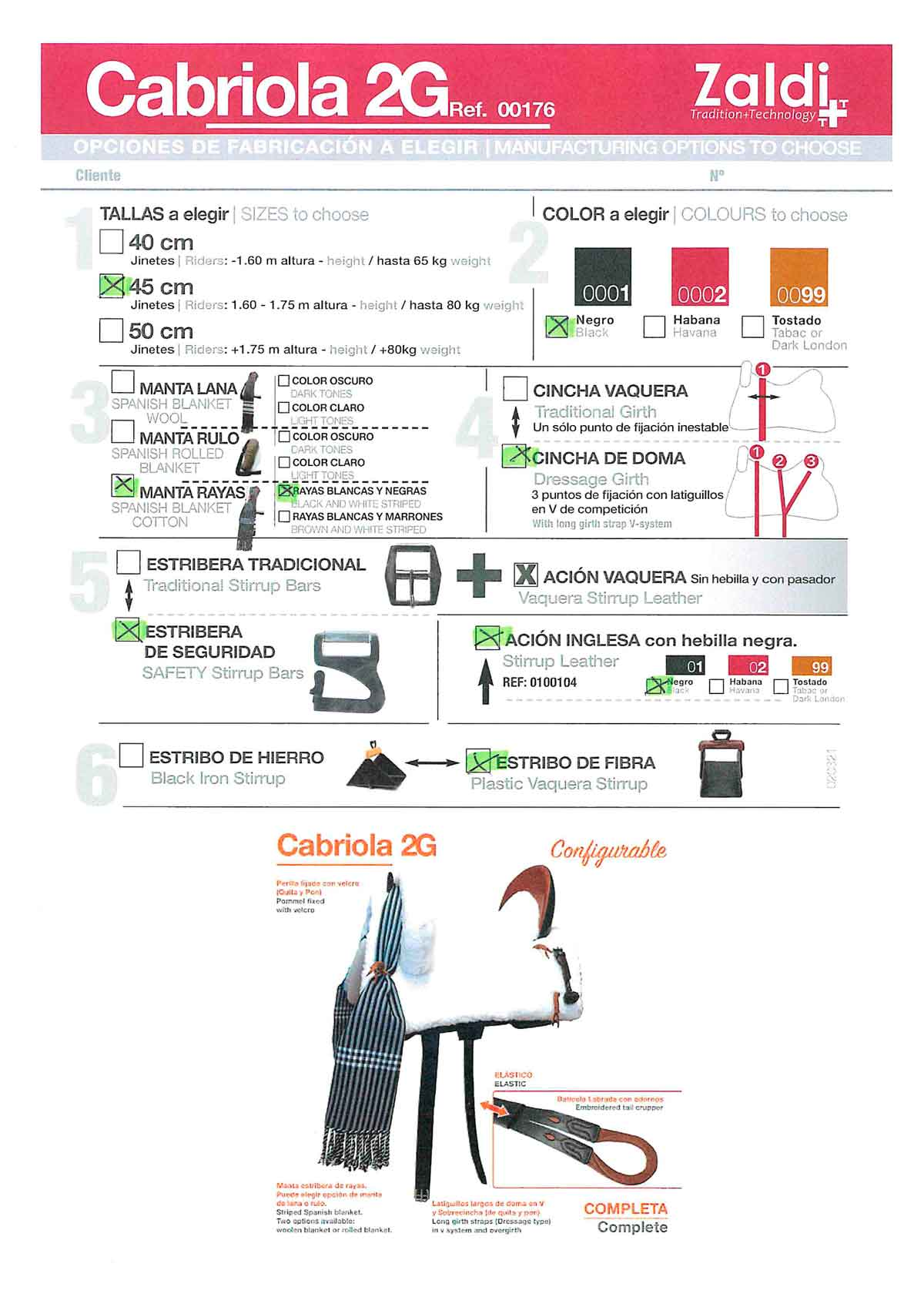 SILLA ZALDI C. CABRIOLA 2G (COMPLETA) - Imagen 2