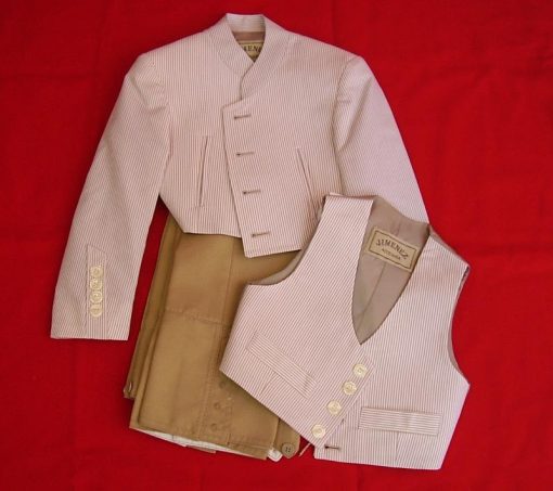 Traje Corto Campero Combiando Beig Rayas Niño